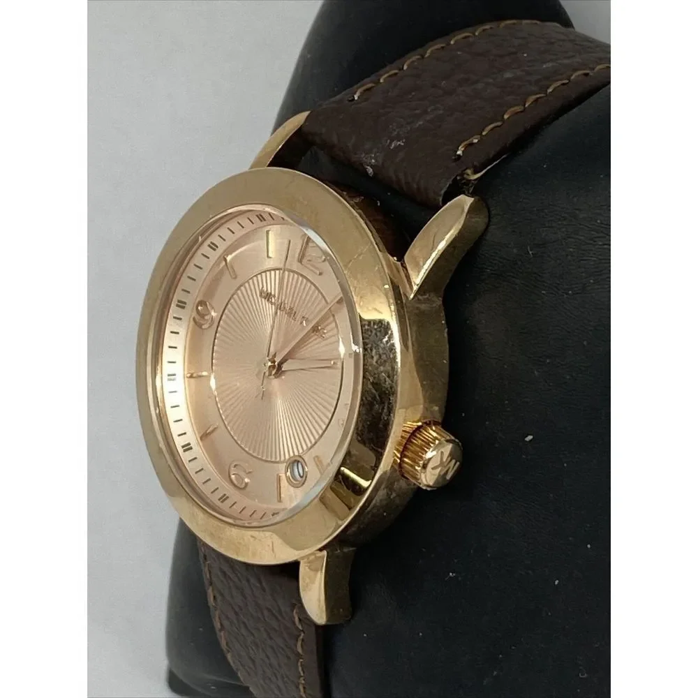 Michael Kors MK3486 Women's Brown Leather Analog Dial Quartz Wrist Watch KS555